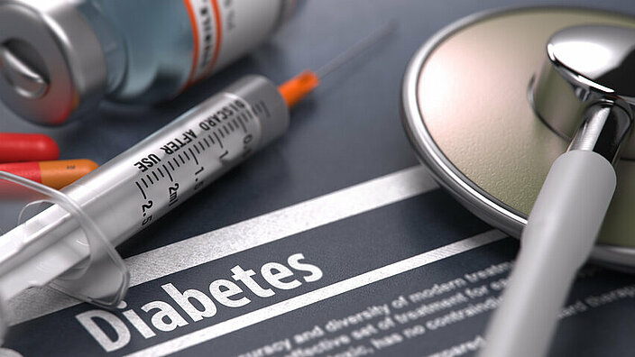 Diabetes. Medical Concept on Grey Background.